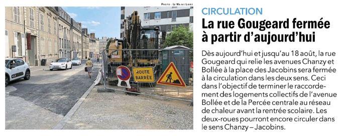 Presse - fermeture rue Gougeard