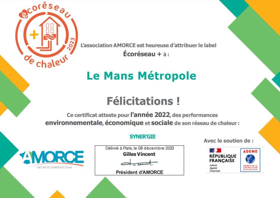 Diplome Ecoréseau chaleur + 2023