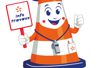 Mascotte Cône info travaux